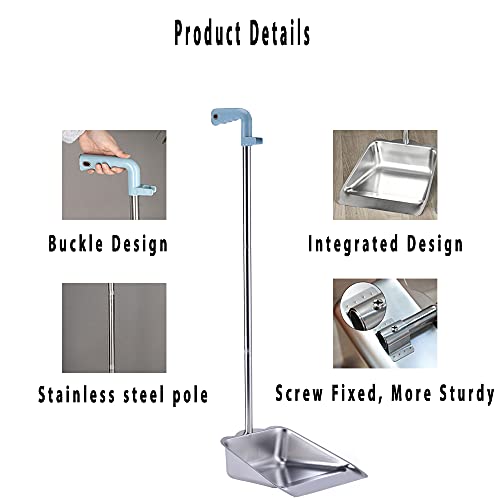 YONILL Dust Pans with Long Handle - Metal Upright Dustpan Heavy Duty, 35" Long Handled Stand Up Dustpans for Lobby, Garage, Home and Yard (Dustpan only) - Image 3