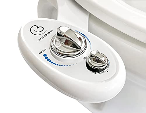 Boss Bidet Luxury White Blue - Bidet Attachment for Toilet Seat - Dual Nozzles, Self-Cleaning, Non-Electric Water Sprayer, Save Money On Toilet Paper and Reduce Waste - Image 1