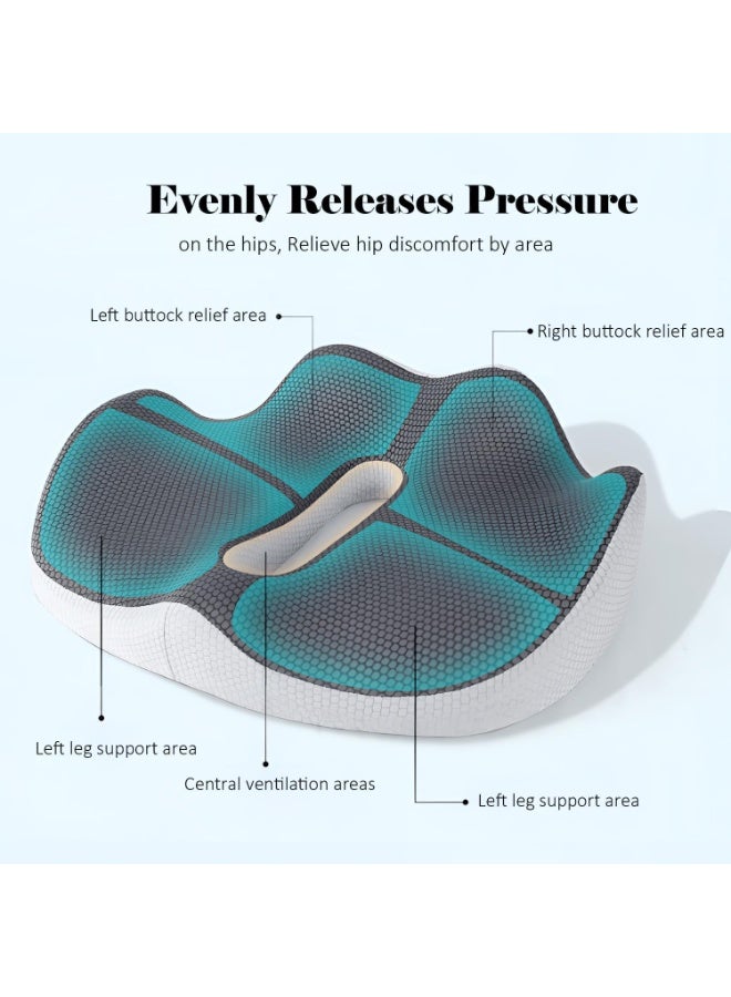 Halamine Seat Cushion for Office, 3D Full Wrap Memory Foam Chairs Cushions, for Pressure Relief Sciatica and tailbone Back Pain Relief, Ergonomic Pillow Memory Foam Coccyx Pad for Office Home Car (Grey) - Image 3