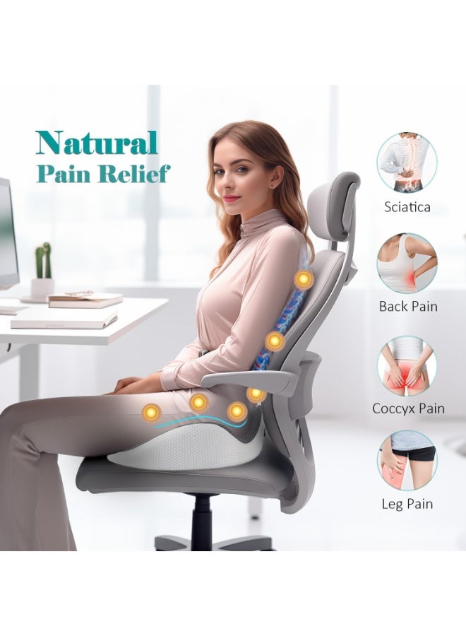 Halamine Seat Cushion for Office, 3D Full Wrap Memory Foam Chairs Cushions, for Pressure Relief Sciatica and tailbone Back Pain Relief, Ergonomic Pillow Memory Foam Coccyx Pad for Office Home Car (Grey) - Image 4