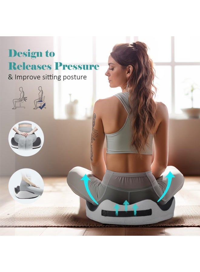 Halamine Seat Cushion for Office, 3D Full Wrap Memory Foam Chairs Cushions, for Pressure Relief Sciatica and tailbone Back Pain Relief, Ergonomic Pillow Memory Foam Coccyx Pad for Office Home Car (Grey) - Image 5