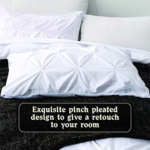 Crown Collection Luxuriate Hotel 1000-TC Hypoallergenic Ultra Soft 100% Egyptian Cotton Super King Plus 120X120 Ivory Solid Pinch Plated Duvet Cover with Zipper Colser & 2pcs Pillow Case Set - Image 3