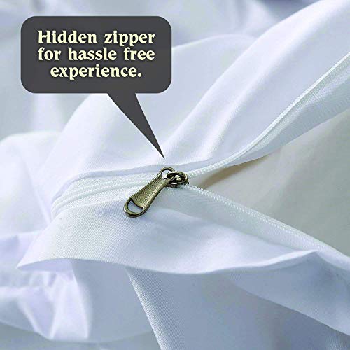 Crown Collection Luxuriate Hotel 1000-TC Hypoallergenic Ultra Soft 100% Egyptian Cotton Super King Plus 120X120 Ivory Solid Pinch Plated Duvet Cover with Zipper Colser & 2pcs Pillow Case Set - Image 2