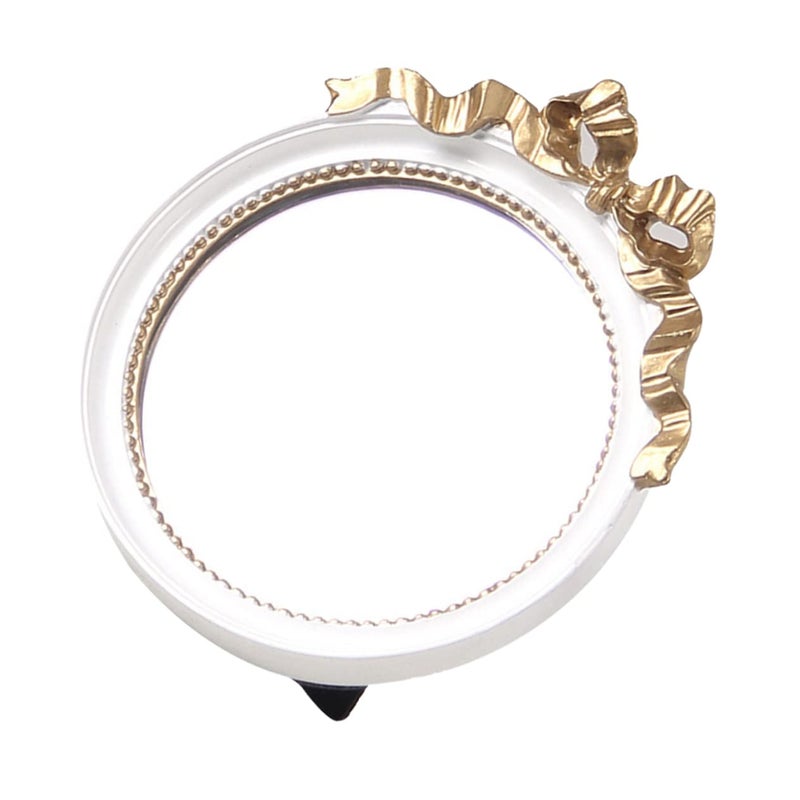 Retro Bowknot Portable Round Makeup Mirror High Definition Resin Compact Vanity Mirror For Travel - Image 2