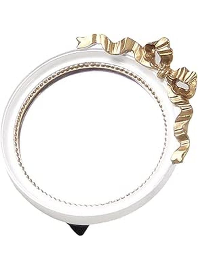 Retro Bowknot Portable Round Makeup Mirror High Definition Resin Compact Vanity Mirror For Travel - Image 1
