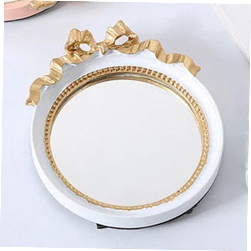 Retro Bowknot Portable Round Makeup Mirror High Definition Resin Compact Vanity Mirror For Travel - Image 5