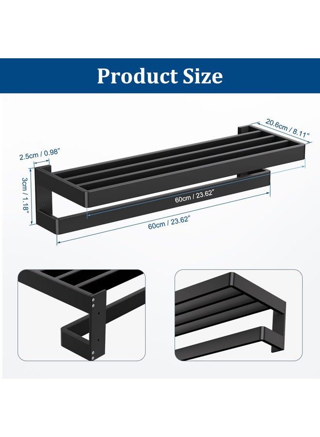 TNOMS Double Towel Rack for Bathroom Matte Black Towel Bar 24-inch Towel Holder Stainless Steel Wall-Mounted Bathroom Hardware - Image 5