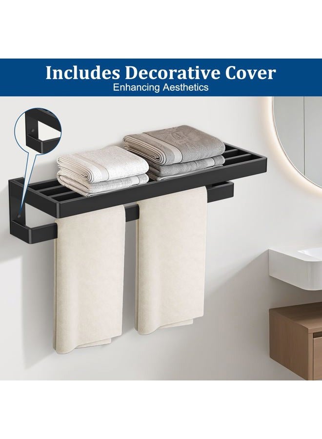 TNOMS Double Towel Rack for Bathroom Matte Black Towel Bar 24-inch Towel Holder Stainless Steel Wall-Mounted Bathroom Hardware - Image 4