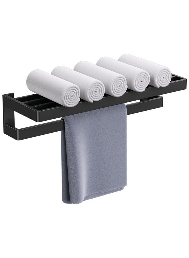 TNOMS Double Towel Rack for Bathroom Matte Black Towel Bar 24-inch Towel Holder Stainless Steel Wall-Mounted Bathroom Hardware - Image 1