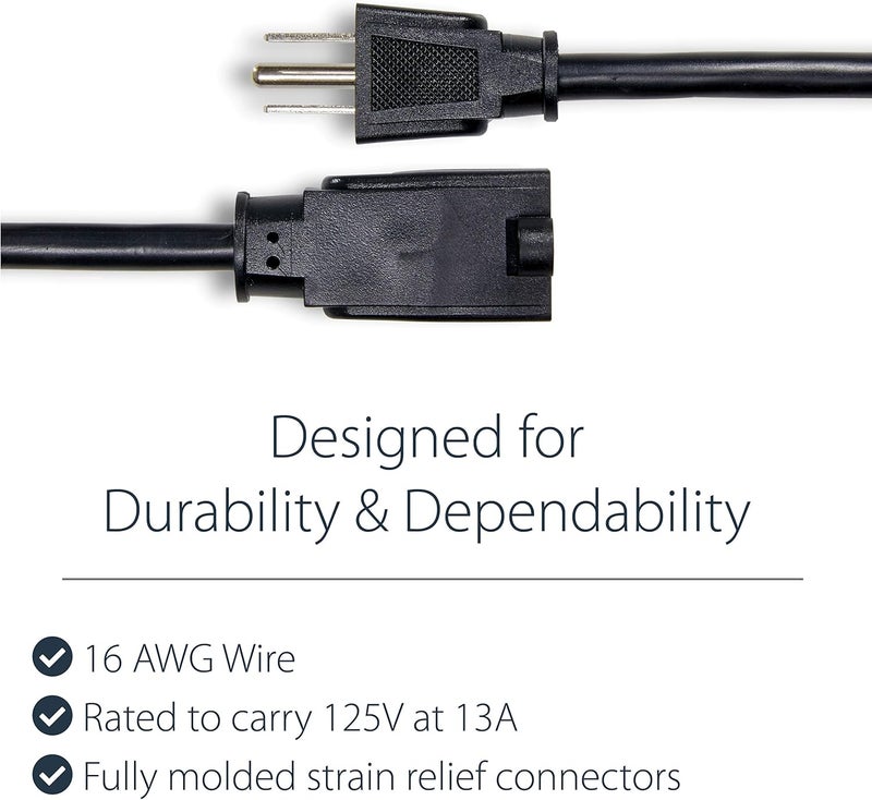 StarTechcom 6ft 2m Power Extension Cord NEMA 515R to NEMA 515P Black Extension Cord 13A 125V 16AWG Outlet Extension Power Cable AC Power Cord  UL Listed PAC1016 - Image 4