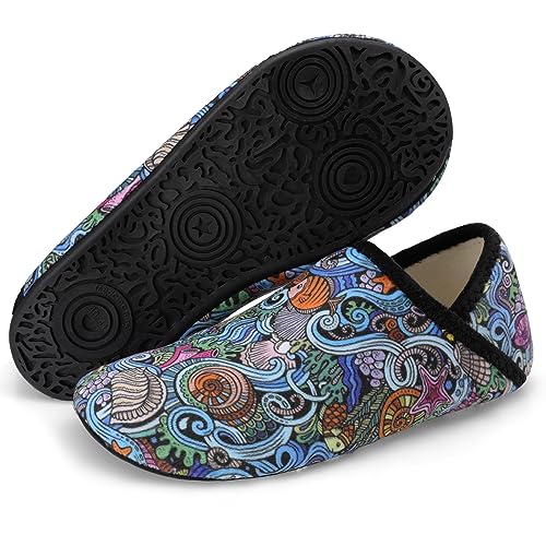 Scurtain Unisex Adults Rubber Sole Slippers Travel Slippers For Women Colorful/Boho Size 7.5-8 W - Image 3