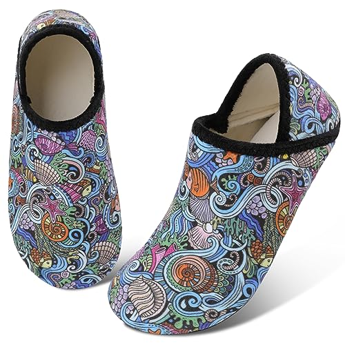 Scurtain Unisex Adults Rubber Sole Slippers Travel Slippers For Women Colorful/Boho Size 7.5-8 W - Image 4