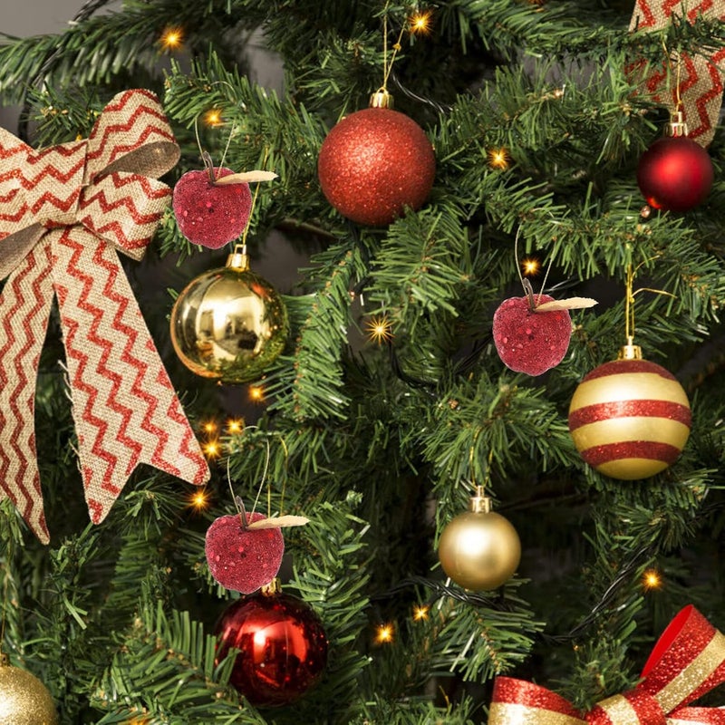 كلاراكو زينة شجرة عيد الميلاد من كلاركو، 20 قطعة، 3.6 سم، زينة تفاح من رغوة الترتر اللامعة، مقاومة للكسر، زينة شجرة عيد الميلاد، تفاح معلق لحفلات الزفاف، زينة العطلات، لون أحمر - Image 3