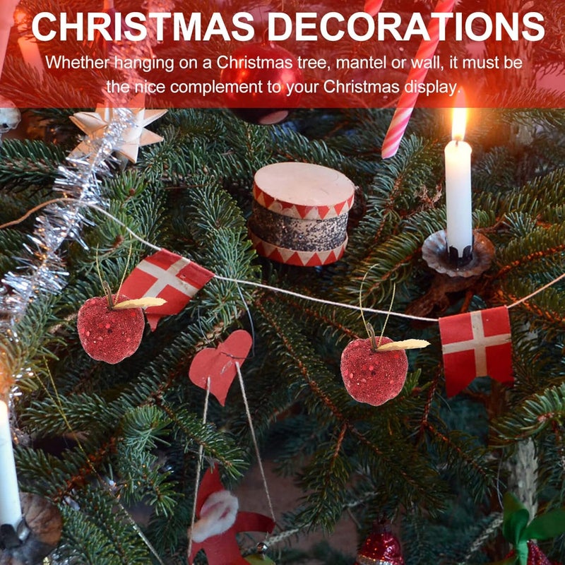كلاراكو زينة شجرة عيد الميلاد من كلاركو، 20 قطعة، 3.6 سم، زينة تفاح من رغوة الترتر اللامعة، مقاومة للكسر، زينة شجرة عيد الميلاد، تفاح معلق لحفلات الزفاف، زينة العطلات، لون أحمر - Image 5