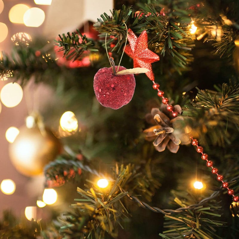كلاراكو زينة شجرة عيد الميلاد من كلاركو، 20 قطعة، 3.6 سم، زينة تفاح من رغوة الترتر اللامعة، مقاومة للكسر، زينة شجرة عيد الميلاد، تفاح معلق لحفلات الزفاف، زينة العطلات، لون أحمر - Image 2