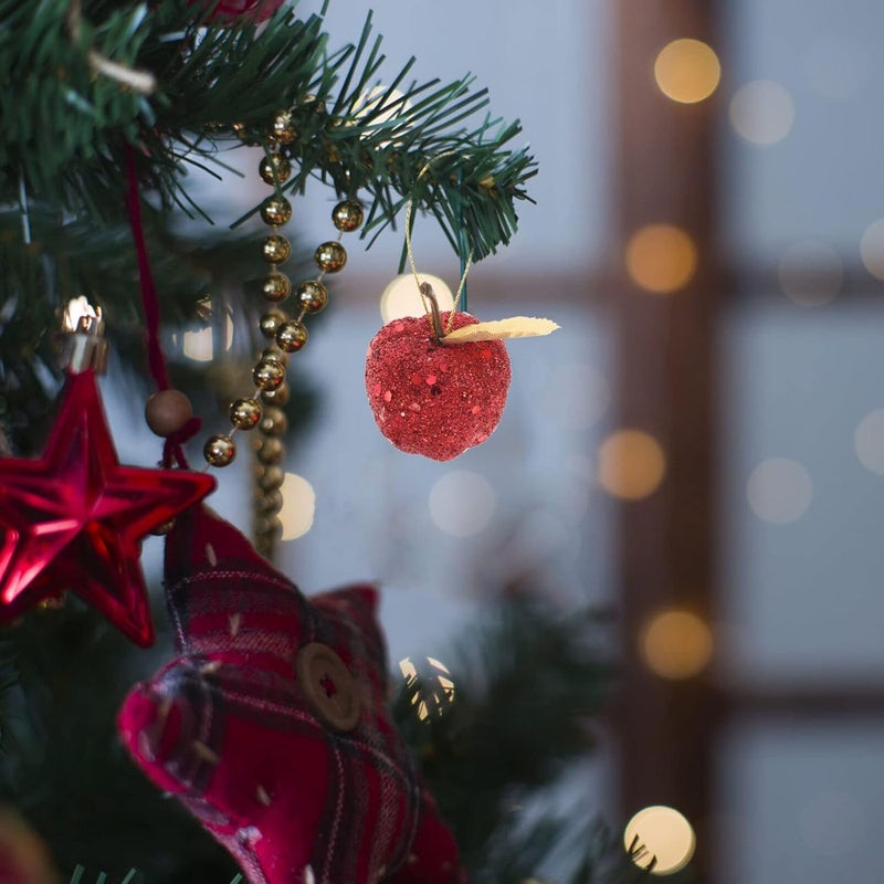 كلاراكو زينة شجرة عيد الميلاد من كلاركو، 20 قطعة، 3.6 سم، زينة تفاح من رغوة الترتر اللامعة، مقاومة للكسر، زينة شجرة عيد الميلاد، تفاح معلق لحفلات الزفاف، زينة العطلات، لون أحمر - Image 4