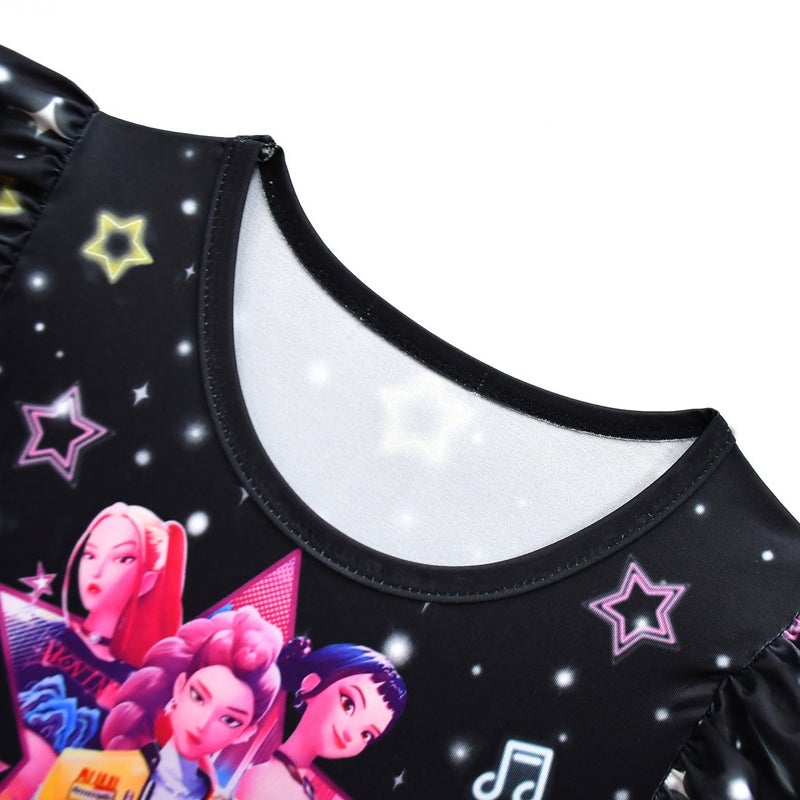 WPAVP Kids Girls Casual Daily Dress Flutter Sleeve Cute Outfits Home Clothes Fancy Dresses for 4-12 Years Black - Image 4