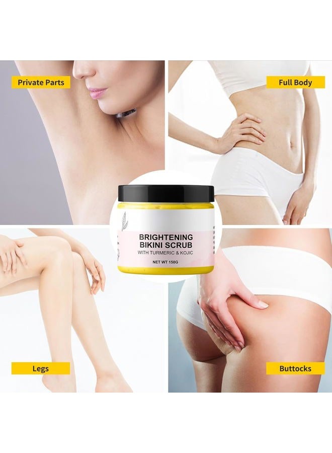 YAFUSIPE Bikini Area Exfoliator Exfoliating Body Scrub Turmeric Scrubs Kojic Bump Eraser KP Body Exfoliant Ingrown Hair Treatment Body Scrubs for Inner Thighs Bikini Line Intimate Area Armpit 5.29OZ - Image 2
