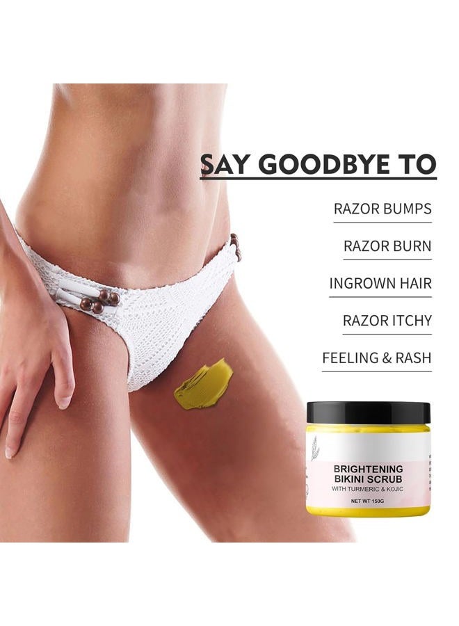 YAFUSIPE Bikini Area Exfoliator Exfoliating Body Scrub Turmeric Scrubs Kojic Bump Eraser KP Body Exfoliant Ingrown Hair Treatment Body Scrubs for Inner Thighs Bikini Line Intimate Area Armpit 5.29OZ - Image 4