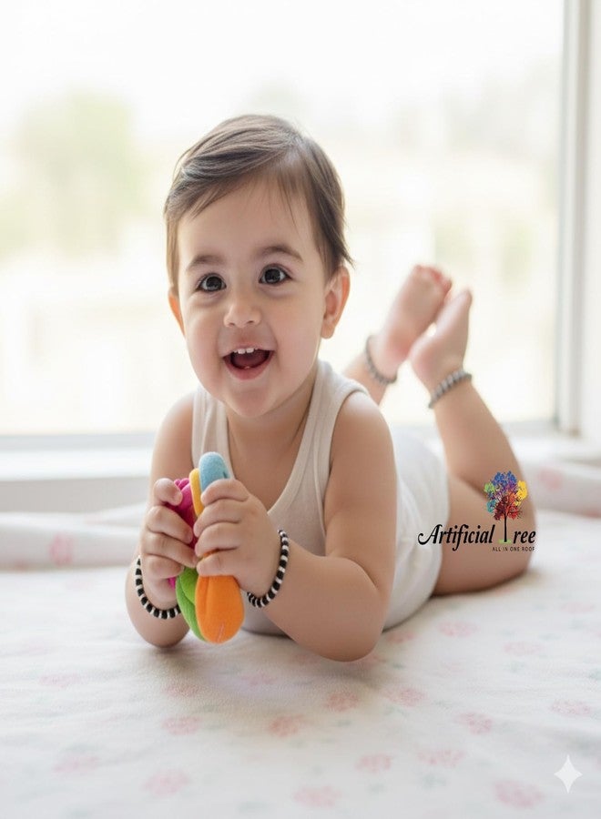 ARTIFICIAL TREE 1 Pair Plain Nazariya Bracelet | 1 Pair Evil Eye Nazariya Adjustable Bracelet | Nazar Battu | New Born Baby to 6 Year Kids | 4 Piece (AT BABY BRCT 0013) - Image 4
