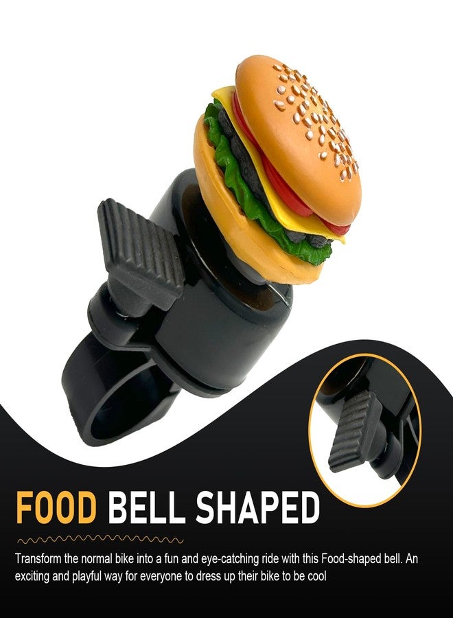 Qurbuns Bike Bell, Cute Hamburger Shaped Aluminum Alloy Bicycle Bell with Loud Crisp Clear Sound, Funny Decorative Cycling Accessory, Universal for Balance, Scooters, Bikes (Yellow) - Image 3