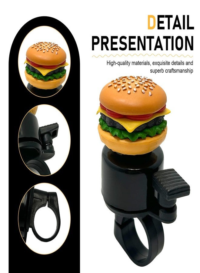 Qurbuns Bike Bell, Cute Hamburger Shaped Aluminum Alloy Bicycle Bell with Loud Crisp Clear Sound, Funny Decorative Cycling Accessory, Universal for Balance, Scooters, Bikes (Yellow) - Image 2