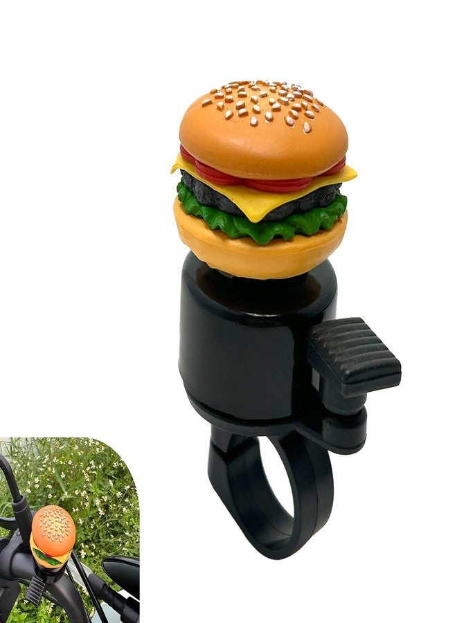 Qurbuns Bike Bell, Cute Hamburger Shaped Aluminum Alloy Bicycle Bell with Loud Crisp Clear Sound, Funny Decorative Cycling Accessory, Universal for Balance, Scooters, Bikes (Yellow) - Image 1