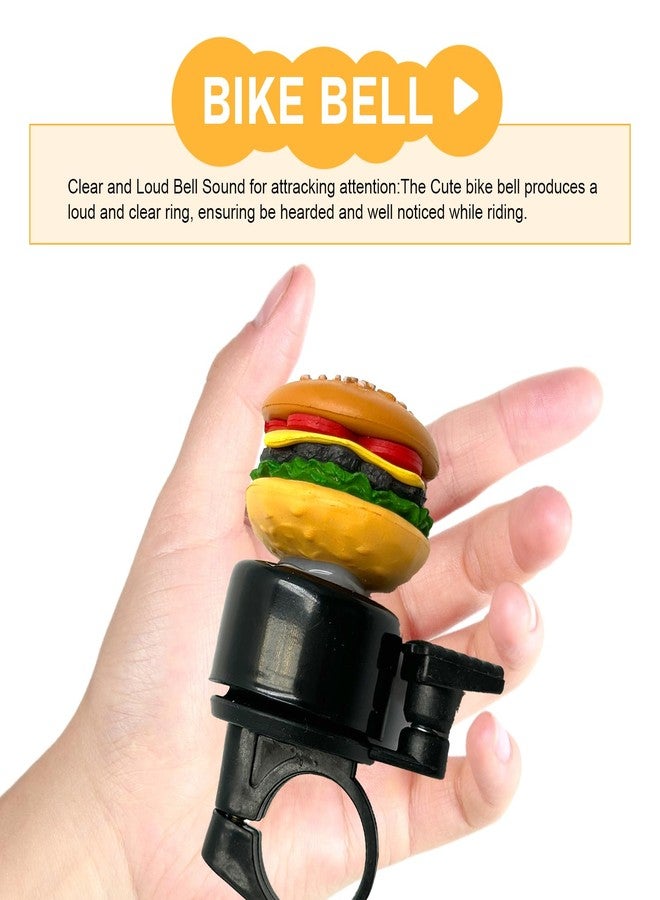 Qurbuns Bike Bell, Cute Hamburger Shaped Aluminum Alloy Bicycle Bell with Loud Crisp Clear Sound, Funny Decorative Cycling Accessory, Universal for Balance, Scooters, Bikes (Yellow) - Image 4