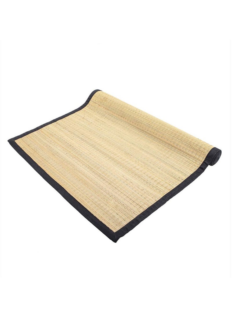 HealthAndYoga Grass Yoga Mat (3 feet x 6 feet)- For Advanced Hatha & Ashtanga Yoga Practice- Natural Serrations for Anti-Skid Grip & Balance - Latex Backing with Cotton Border (Black)- Ecofriendly - Image 1