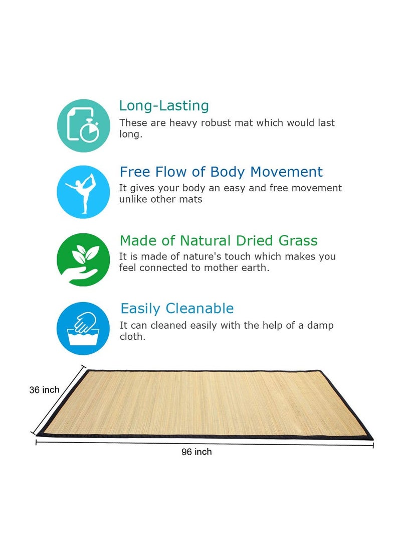 HealthAndYoga Grass Yoga Mat (3 feet x 6 feet)- For Advanced Hatha & Ashtanga Yoga Practice- Natural Serrations for Anti-Skid Grip & Balance - Latex Backing with Cotton Border (Black)- Ecofriendly - Image 4