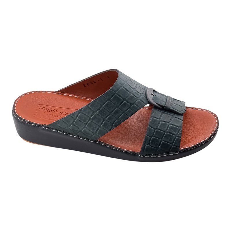 إيت صندل عربي يدوي الصنع للرجال من AET | شبشب رجالي خارجي | شبشب مفتوح من الأمام للاستخدام اليومي | جلد شامواه عربي أصلي مع إبزيم | تصميم جديد | نعل داخلي بلون بني فاتح | مريح وخفيف الوزن - Image 1