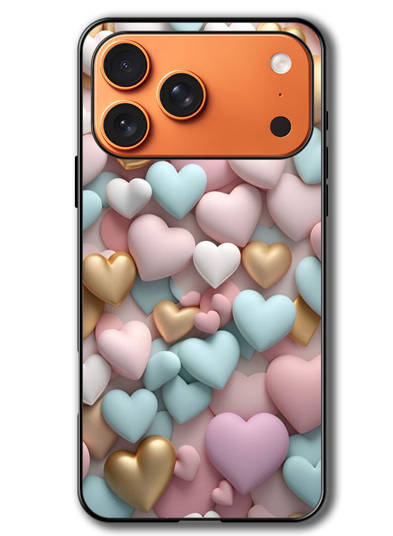 Theodor Case Compatible with Apple iPhone 17 Pro 6.3 Inch Protection Shockproof Bumper Cover Colourful Hearts - Image 1
