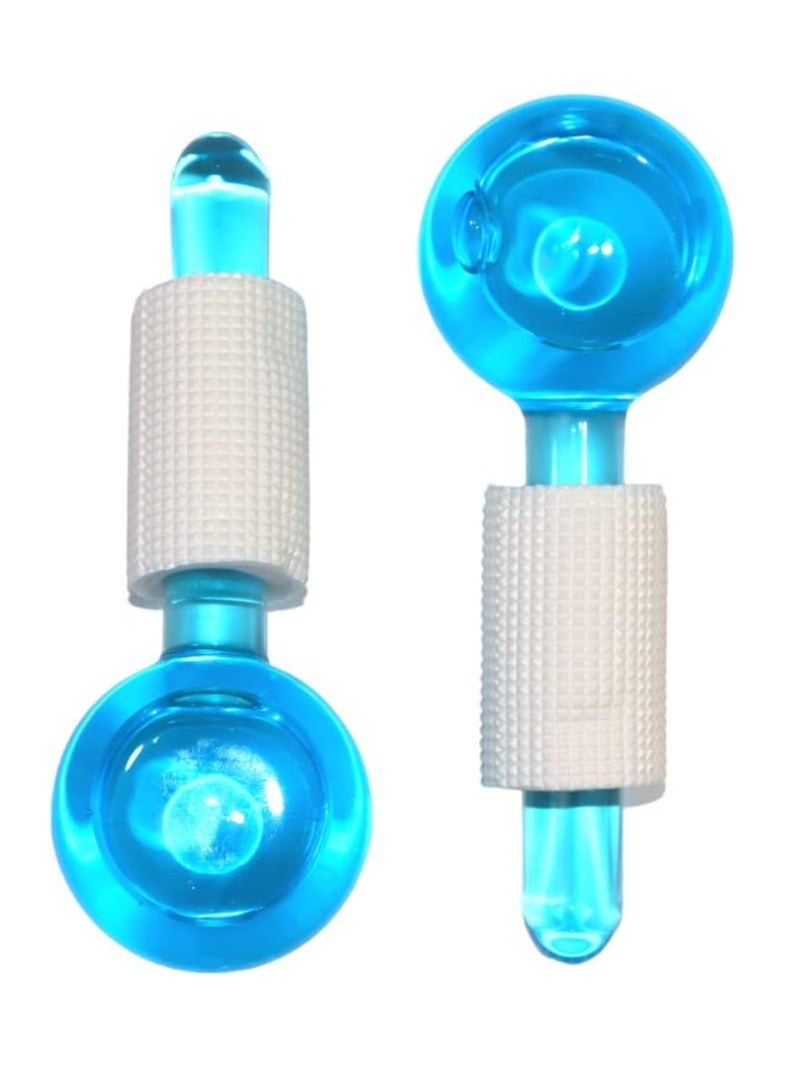 طقم كرات كريستال لتدليك الوجه البارد من مارف، قطعتين، لون ازرق - Image 1