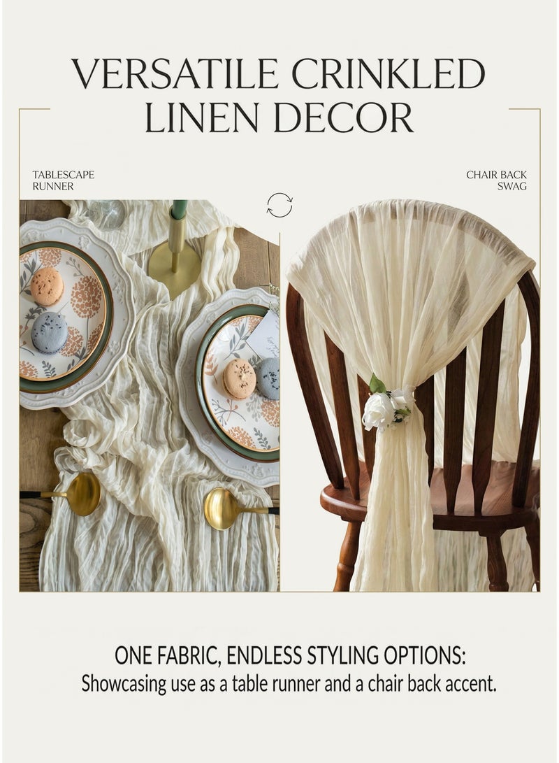 CUBEXELL Cheesecloth Table Runner, 90 x 400 cm Boho Gauze Table Decor, Translucent Tablecloth for Wedding Reception Bridal Shower Party Decoration Table Centerpiece - Image 5