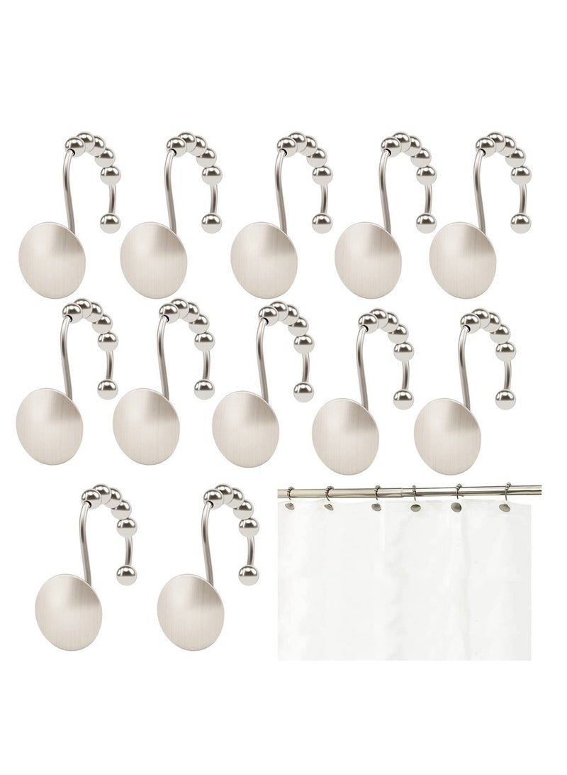 Shower Curtain Hooks Nickel Decorative Shower Rings Easy Glide for Shower Curtain Rod Rust Proof for Bathroom Shower Curtain Rods Curtains Clothing for Most Curtains Shower Curtains Set of 12  - Image 1