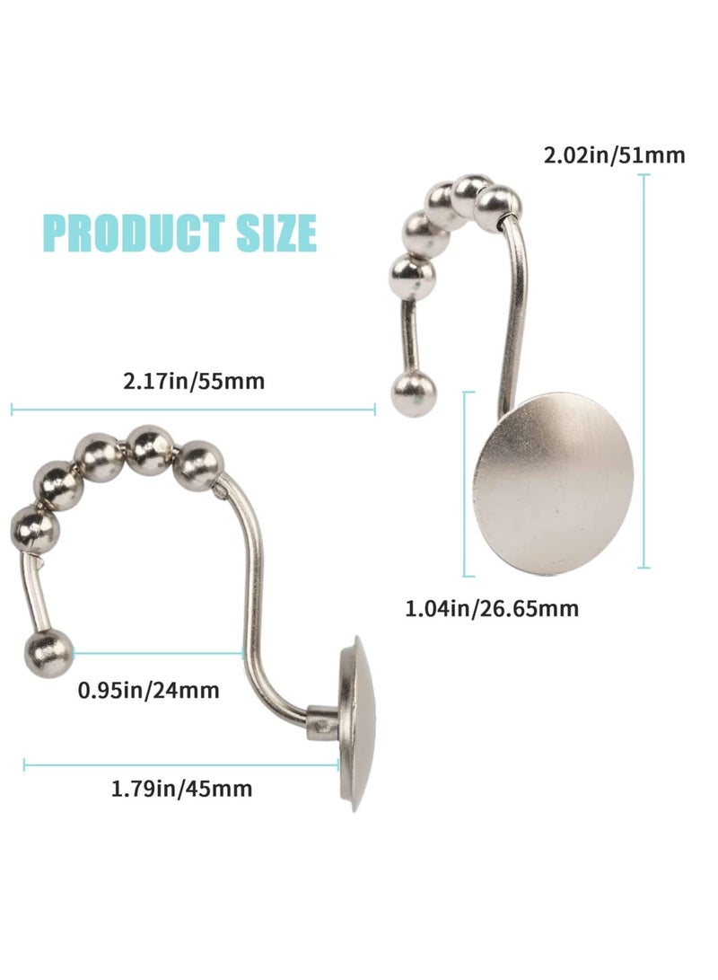 Shower Curtain Hooks Nickel Decorative Shower Rings Easy Glide for Shower Curtain Rod Rust Proof for Bathroom Shower Curtain Rods Curtains Clothing for Most Curtains Shower Curtains Set of 12  - Image 2