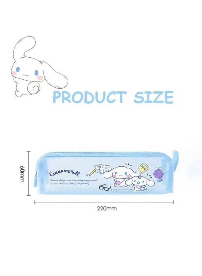 GGEROU Sanrio Transparent Pencil Case Mesh Pencil Bag Cinnamoroll Kuromi Mymelody Littletwinstars Cartoon Kawaii Creative Mesh Pencil Bag - Image 2