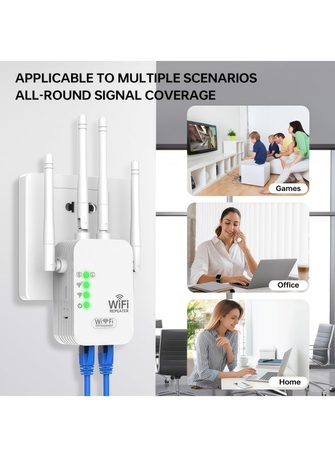 300Mbps Wireless WiFi Range Extender, Wireless WiFi Booster, Wireless WiFi Repeater with 4 External Antennas, WiFi Signal Amplifier Single Band 2.4GHz, 360° Full Coverage - White - Image 5