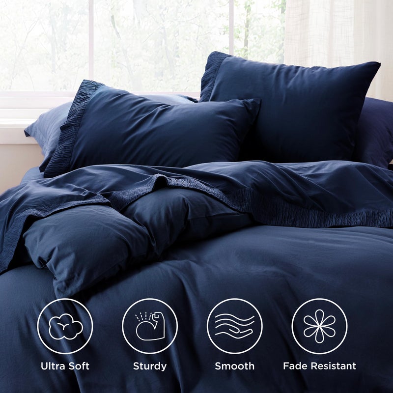 Bedsure Full Size Bed Sheets - 4 Pieces Soft Full Sheet Set - Breathable & Cooling - Hotel Luxury - Easy Care Polyester Microfiber Bedding for Women, Men, Navy - Image 3