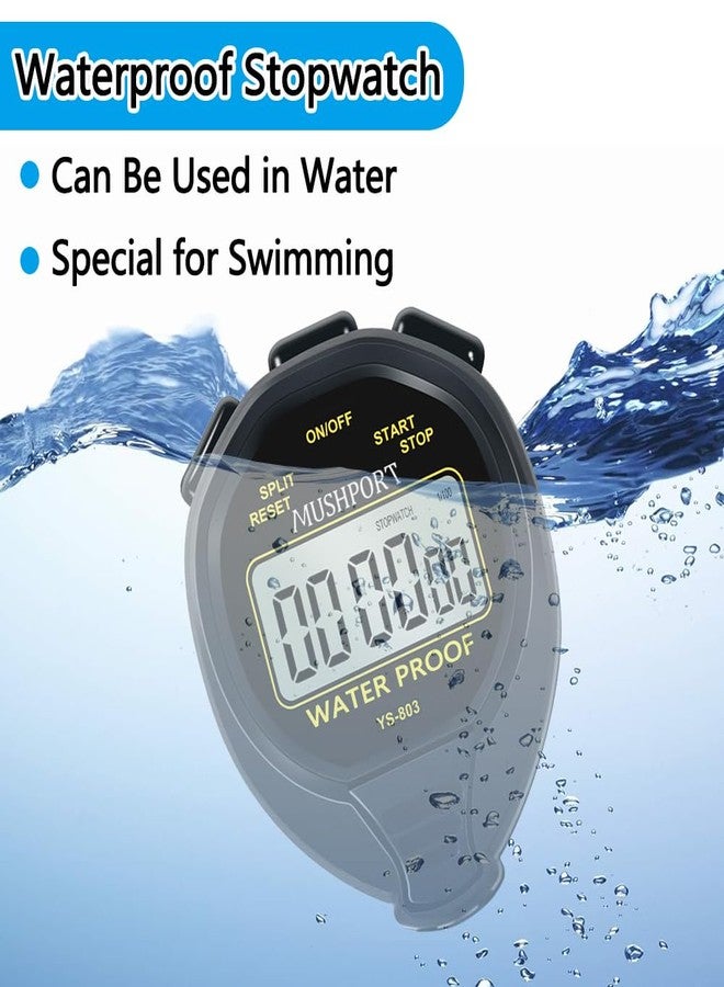 MUSHPORT Waterproof Stopwatch Timer Only Stopwatch Mode, ON/Off Silent Large Display Simple Operation, Without Clock Date Countdown, Digital Stop Watch for Sports Coaches, Black - Image 2