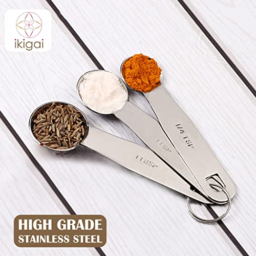 IKIGAI Stainless Steel Measuring Cup and Spoon Set of 6. 3 Measuring Cups & 3 Measuring Spoons for Dry and Liquid Ingredients in Kitchen Cooking/Baking - Image 4