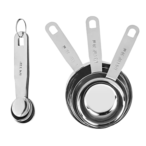 IKIGAI Stainless Steel Measuring Cup and Spoon Set of 6. 3 Measuring Cups & 3 Measuring Spoons for Dry and Liquid Ingredients in Kitchen Cooking/Baking - Image 1