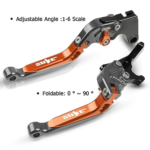 FREAXLL Duke 125 390 Brake Clutch Levers Set Foldable Extendable CNC Aluminium for Duke 125 390 200 250 2011-2015 2017 2018 2019 2020 (Orange/Titanium) - Image 3