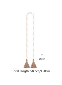 Y&D Wood Bead Garland with Tassels Tassles Prayer Beads Wall Hangin Farmhouse Rustic Country Decor Boho Hanging Decoration Gift for Birthday Party Babyshower Etc  - Image 2