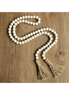 Y&D Wood Bead Garland with Tassels Tassles Prayer Beads Wall Hangin Farmhouse Rustic Country Decor Boho Hanging Decoration Gift for Birthday Party Babyshower Etc  - Image 3
