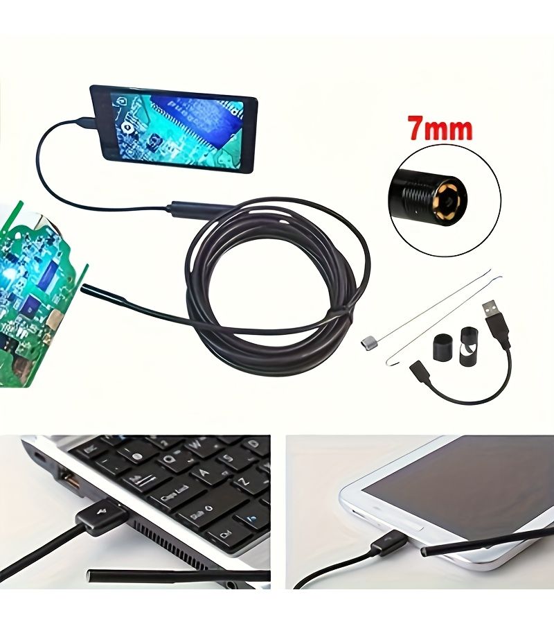 Industrial Endoscope Camera with 196 85 Inch Soft Cable 7mm Lens 6 LED Lights USB Powered for Smartphone Computer Home HVAC Plumbing Automotive Inspection OTG Required - Image 5