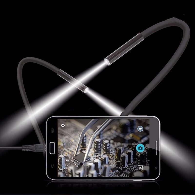 Industrial Endoscope Camera with 196 85 Inch Soft Cable 7mm Lens 6 LED Lights USB Powered for Smartphone Computer Home HVAC Plumbing Automotive Inspection OTG Required - Image 2