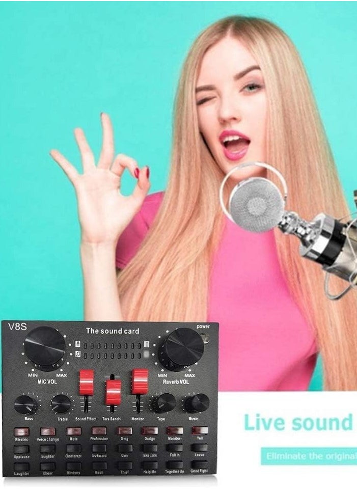 Festive Gallery V8S Wireless Microphone Sound Card Professional Condenser With Small Tripod For Live Streaming Studio Equipment  - Image 5