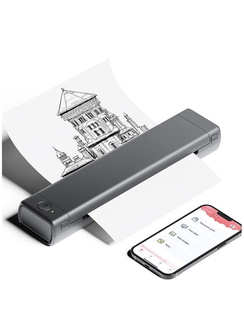 Generic - Portable Bluetooth Wireless M80F-A4 Thermal Printer, Compact Inkless Printer for Travel, Support Phone, Laptop, Small Printers for Home Use Vehicles Office School Stencils - Image 1