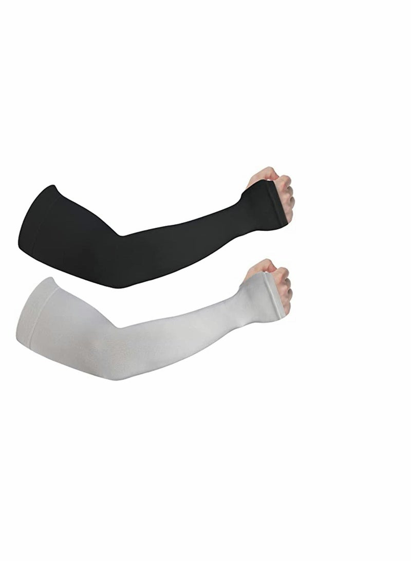 KASTWAVE أكمام ذراع تبريد ووقاية من أشعة الشمس فوق البنفسجية، زوجان من أغطية الذراع UPF 50 بفتحات للإبهام، أكمام ذراع مضغوطة وواقية من الأشعة فوق البنفسجية ومبردة، وركوب الدراجات، والقيادة، والجولف، والجري للرجال والنساء - Image 1